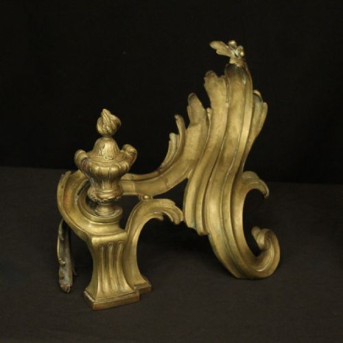 FRENCH PAIR OF BRONZE ANTIQUE FIRE CHENETS - ADDITIONAL PHOTO 2