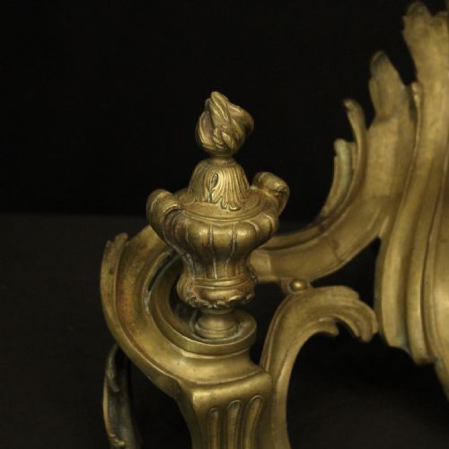 FRENCH PAIR OF BRONZE ANTIQUE FIRE CHENETS - ADDITIONAL PHOTO 6