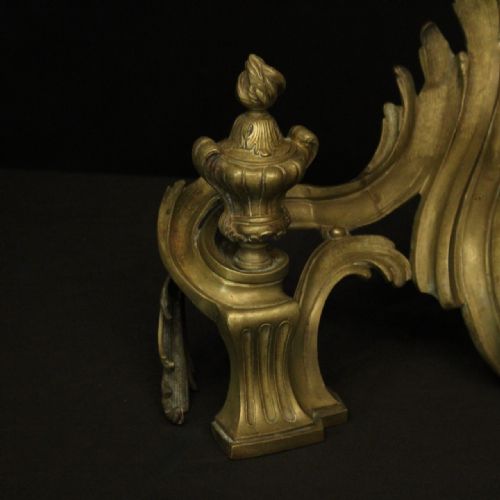 FRENCH PAIR OF BRONZE ANTIQUE FIRE CHENETS - ADDITIONAL PHOTO 7