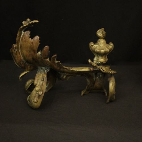 FRENCH PAIR OF BRONZE ANTIQUE FIRE CHENETS - ADDITIONAL PHOTO 9