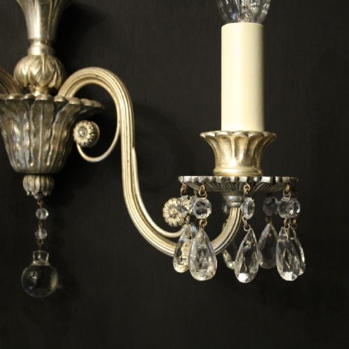 ENGLISH SET OF 4 SILVER ANTIQURE WALL LIGHTS - ADDITIONAL PHOTO 1