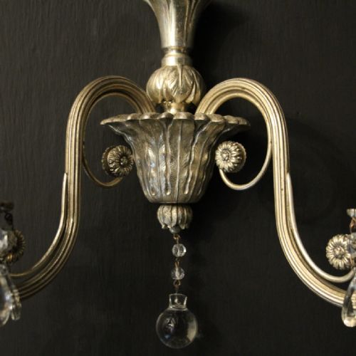 ENGLISH SET OF 4 SILVER ANTIQURE WALL LIGHTS - ADDITIONAL PHOTO 2