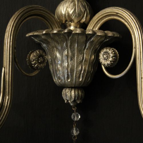 ENGLISH SET OF 4 SILVER ANTIQURE WALL LIGHTS - ADDITIONAL PHOTO 3