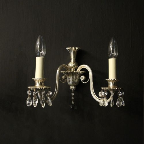 ENGLISH SET OF 4 SILVER ANTIQURE WALL LIGHTS - ADDITIONAL PHOTO 4