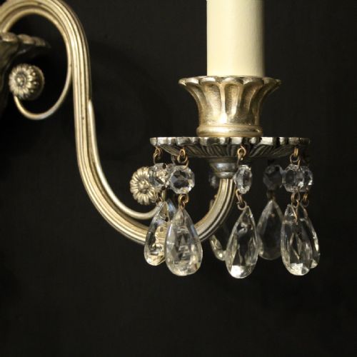 ENGLISH SET OF 4 SILVER ANTIQURE WALL LIGHTS - ADDITIONAL PHOTO 6