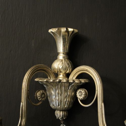 ENGLISH SET OF 4 SILVER ANTIQURE WALL LIGHTS - ADDITIONAL PHOTO 7
