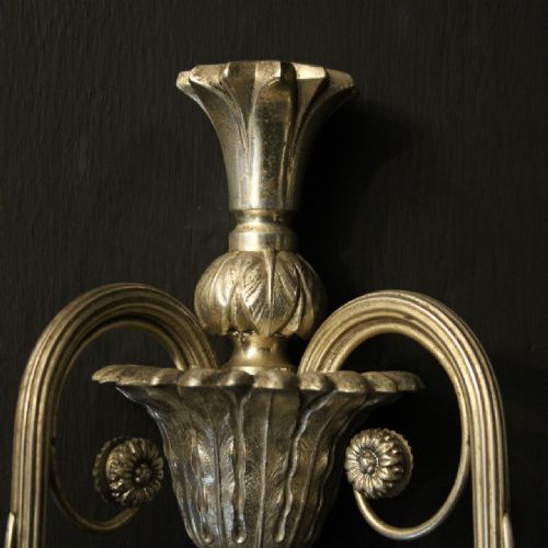 ENGLISH SET OF 4 SILVER ANTIQURE WALL LIGHTS - ADDITIONAL PHOTO 8