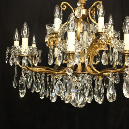 ITALIAN GILDED CRYSTAL 16 LIGHT ANTIQUE CHANDELIER - ADDITIONAL PHOTO 1