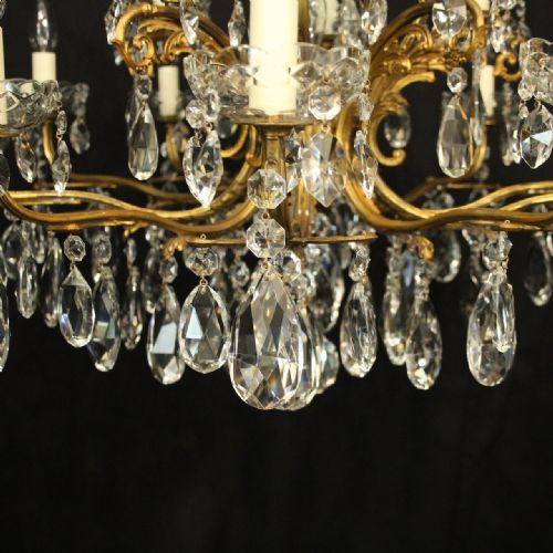 ITALIAN GILDED CRYSTAL 16 LIGHT ANTIQUE CHANDELIER - ADDITIONAL PHOTO 2