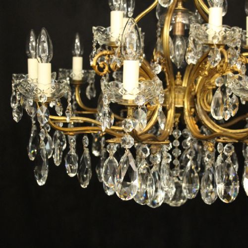 ITALIAN GILDED CRYSTAL 16 LIGHT ANTIQUE CHANDELIER - ADDITIONAL PHOTO 4