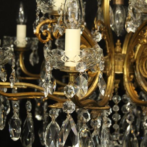 ITALIAN GILDED CRYSTAL 16 LIGHT ANTIQUE CHANDELIER - ADDITIONAL PHOTO 6