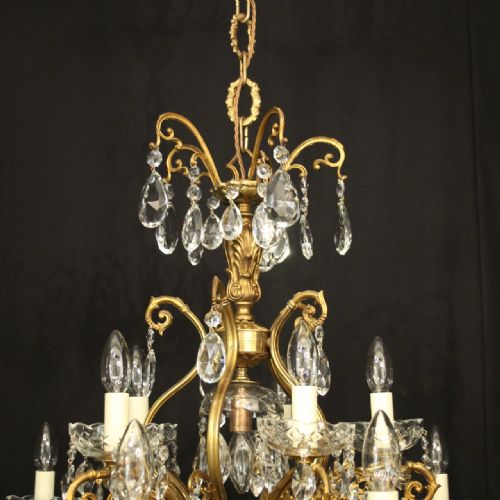 ITALIAN GILDED CRYSTAL 16 LIGHT ANTIQUE CHANDELIER - ADDITIONAL PHOTO 7