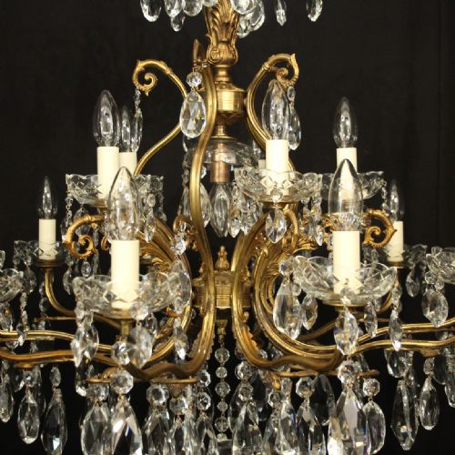 ITALIAN GILDED CRYSTAL 16 LIGHT ANTIQUE CHANDELIER - ADDITIONAL PHOTO 9
