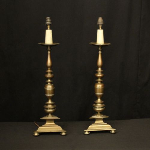 english pair of bronze antique table lamps - CATEGORY: ANTIQUE LIGHTING - DATED 1910