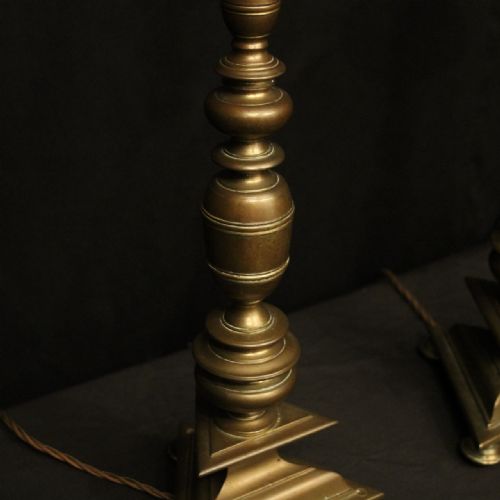ENGLISH PAIR OF BRONZE ANTIQUE TABLE LAMPS - ADDITIONAL PHOTO 4