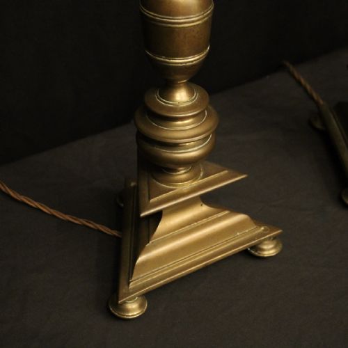 ENGLISH PAIR OF BRONZE ANTIQUE TABLE LAMPS - ADDITIONAL PHOTO 9