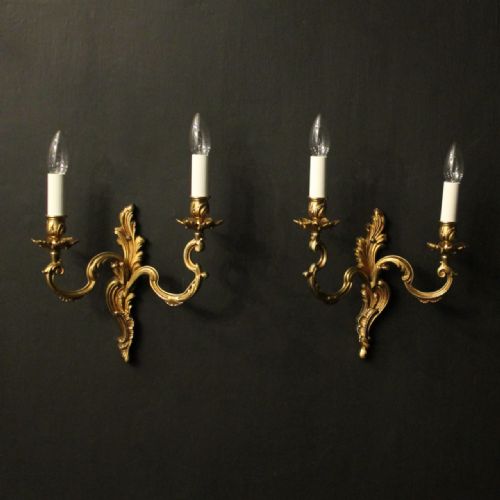 french pair of gilded antique wall lights - CATEGORY: ANTIQUE LIGHTING - DATED 1920
