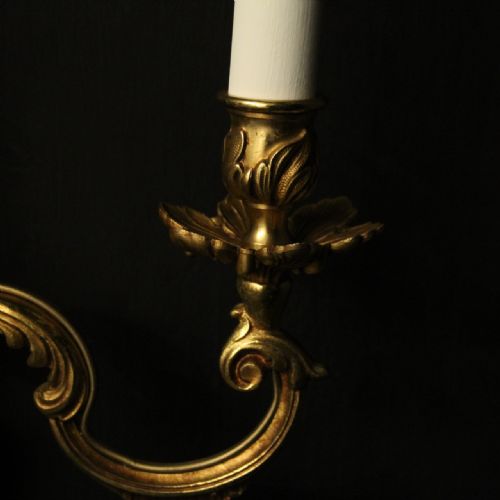 FRENCH PAIR OF GILDED ANTIQUE WALL LIGHTS - ADDITIONAL PHOTO 1