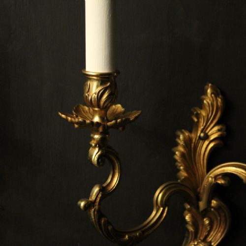 FRENCH PAIR OF GILDED ANTIQUE WALL LIGHTS - ADDITIONAL PHOTO 3