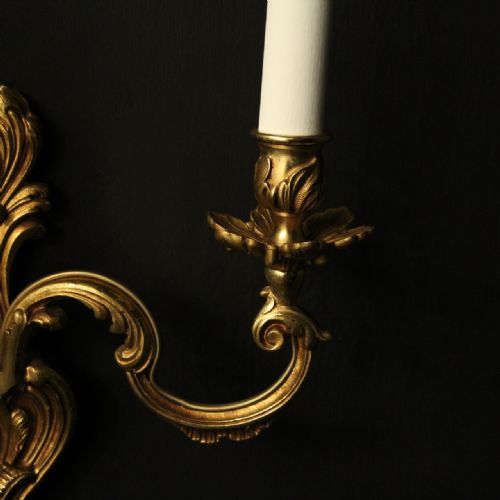 FRENCH PAIR OF GILDED ANTIQUE WALL LIGHTS - ADDITIONAL PHOTO 4