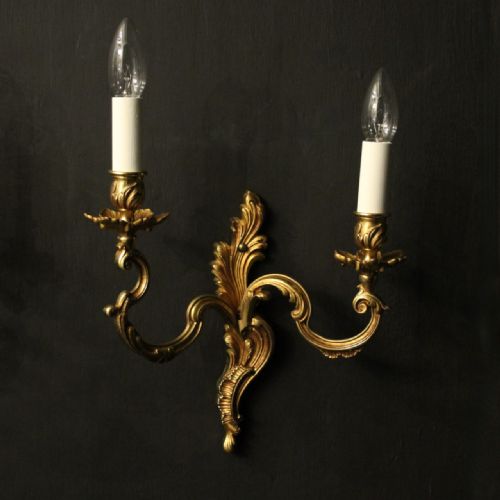 FRENCH PAIR OF GILDED ANTIQUE WALL LIGHTS - ADDITIONAL PHOTO 5