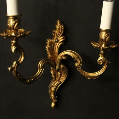 FRENCH PAIR OF GILDED ANTIQUE WALL LIGHTS - ADDITIONAL PHOTO 6