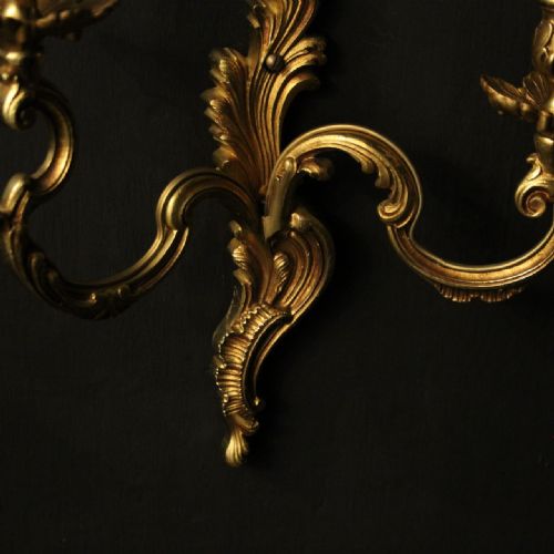 FRENCH PAIR OF GILDED ANTIQUE WALL LIGHTS - ADDITIONAL PHOTO 7