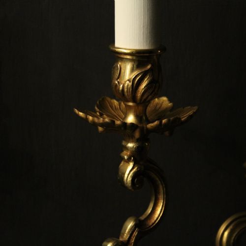 FRENCH PAIR OF GILDED ANTIQUE WALL LIGHTS - ADDITIONAL PHOTO 8