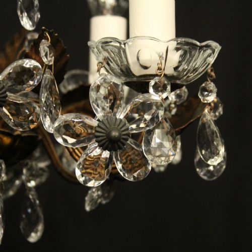 ITALIAN GILDED TOLEWARE 5 LIGHT CHANDELIER - ADDITIONAL PHOTO 3