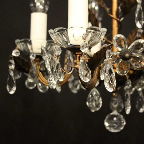 ITALIAN GILDED TOLEWARE 5 LIGHT CHANDELIER - ADDITIONAL PHOTO 6