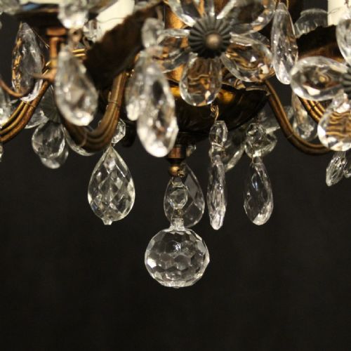 ITALIAN GILDED TOLEWARE 5 LIGHT CHANDELIER - ADDITIONAL PHOTO 8