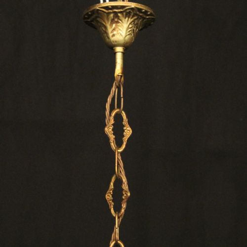 ITALIAN GILDED TOLEWARE 5 LIGHT CHANDELIER - ADDITIONAL PHOTO 9