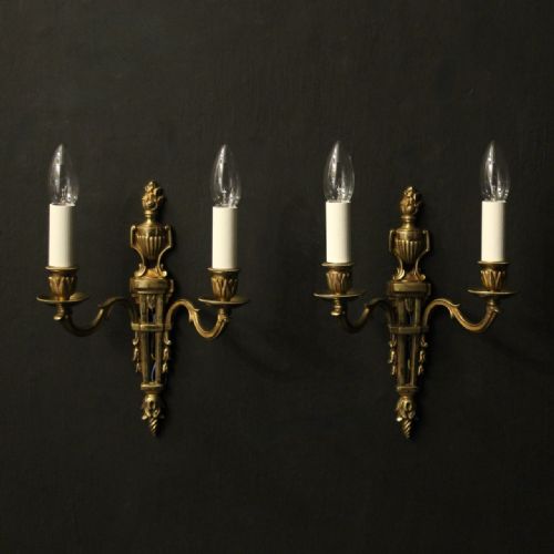 french pair of gilded antique wall lights - CATEGORY: ANTIQUE LIGHTING - DATED 1930