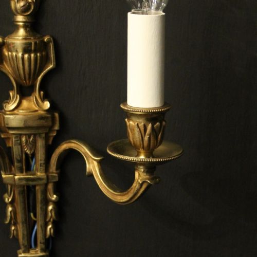 FRENCH PAIR OF GILDED ANTIQUE WALL LIGHTS - ADDITIONAL PHOTO 2