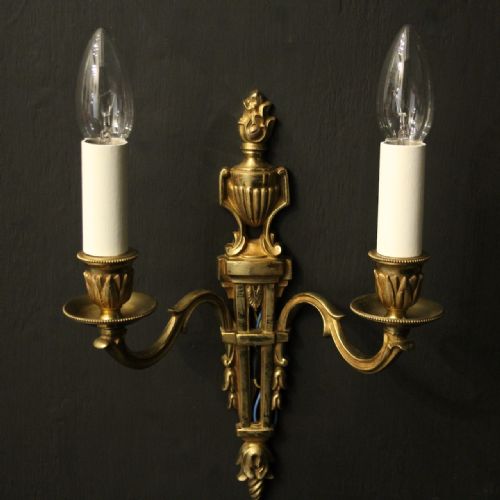 FRENCH PAIR OF GILDED ANTIQUE WALL LIGHTS - ADDITIONAL PHOTO 3