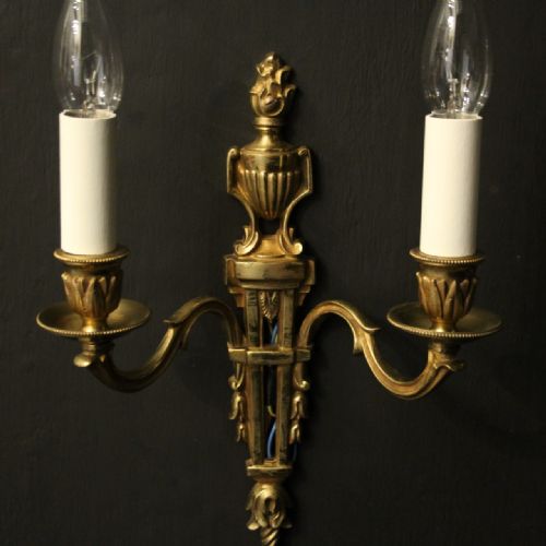 FRENCH PAIR OF GILDED ANTIQUE WALL LIGHTS - ADDITIONAL PHOTO 4