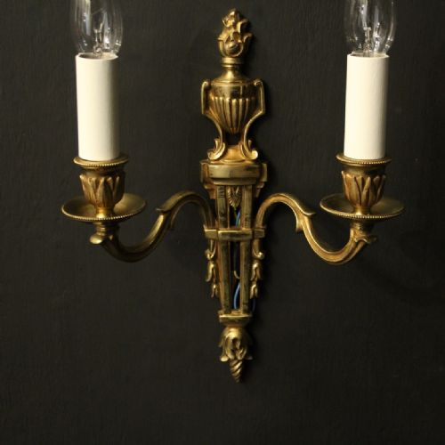 FRENCH PAIR OF GILDED ANTIQUE WALL LIGHTS - ADDITIONAL PHOTO 5