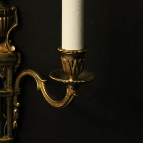 FRENCH PAIR OF GILDED ANTIQUE WALL LIGHTS - ADDITIONAL PHOTO 7
