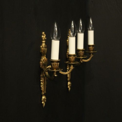 FRENCH PAIR OF GILDED ANTIQUE WALL LIGHTS - ADDITIONAL PHOTO 9