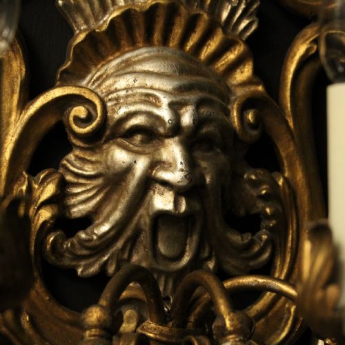 FRENCH LARGE PAIR GILTWOOD TRIPLE ARM ANTIQUE WALL LIGHTS - ADDITIONAL PHOTO 3
