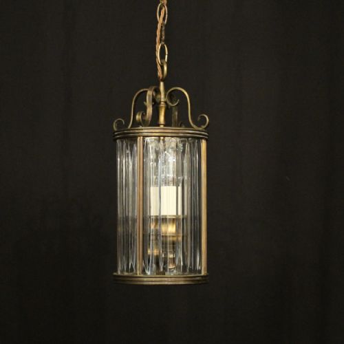 ENGLISH BRONZE TWIN LIGHT ANTIQUE HALL LANTERN - ADDITIONAL PHOTO 1
