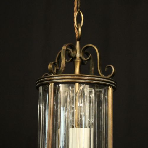 ENGLISH BRONZE TWIN LIGHT ANTIQUE HALL LANTERN - ADDITIONAL PHOTO 4