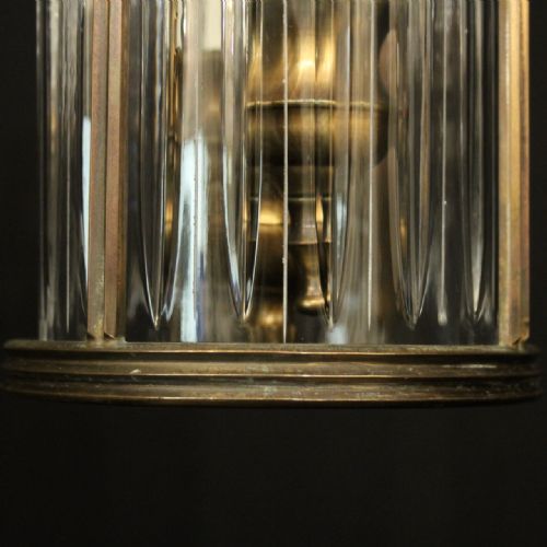 ENGLISH BRONZE TWIN LIGHT ANTIQUE HALL LANTERN - ADDITIONAL PHOTO 8