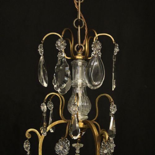 FRENCH GILDED 6 LIGHT ANTIQUE CHANDELIER - ADDITIONAL PHOTO 8