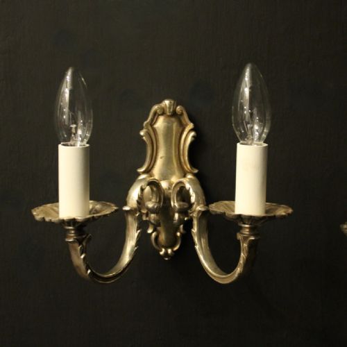 ENGLISH PAIR OF SILVER GILDED ANTIQUE WALL LIGHTS - ADDITIONAL PHOTO 1