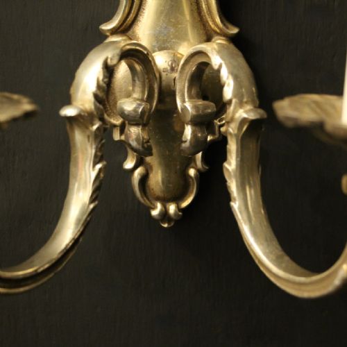 ENGLISH PAIR OF SILVER GILDED ANTIQUE WALL LIGHTS - ADDITIONAL PHOTO 3