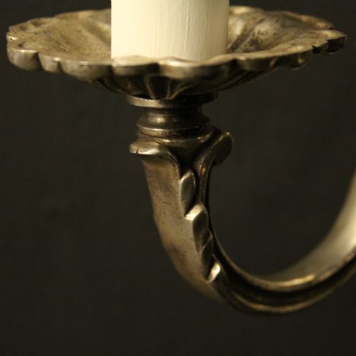 ENGLISH PAIR OF SILVER GILDED ANTIQUE WALL LIGHTS - ADDITIONAL PHOTO 5