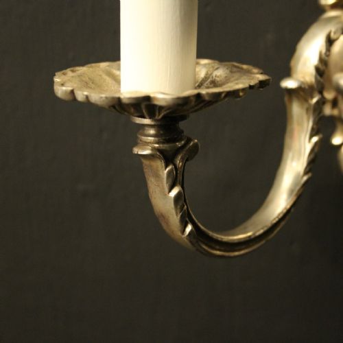 ENGLISH PAIR OF SILVER GILDED ANTIQUE WALL LIGHTS - ADDITIONAL PHOTO 7
