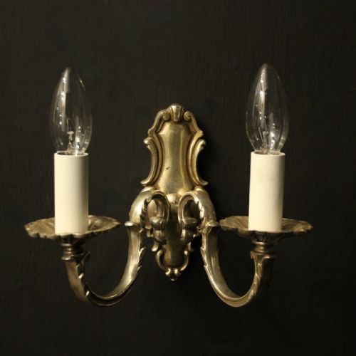 ENGLISH PAIR OF SILVER GILDED ANTIQUE WALL LIGHTS - ADDITIONAL PHOTO 8