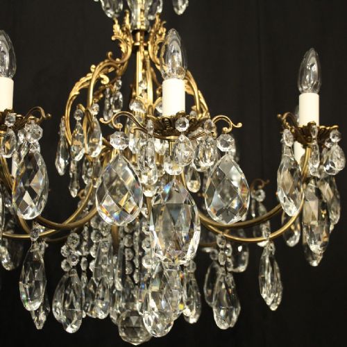FRENCH GILDED BRONZE CRYSTAL 8 LIGHT ANTIQUE CHANDELIER - ADDITIONAL PHOTO 2